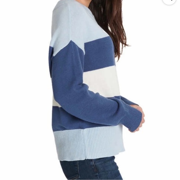 Lucky Brand Blue & White Striped Oversized Relaxed Cozy Fall Sweater Women’s L - Picture 3 of 9